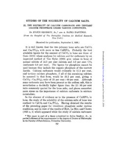 STUDIES OF THE SOLUBILITY OF CALCIUM SALTS. - jbc.org