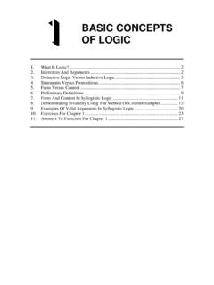 BASIC CONCEPTS OF LOGIC - UMass