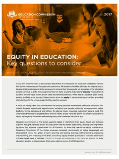 EQUITY IN EDUCATION: Key questions to consider