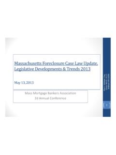 Massachusetts Foreclosure Case Law Update, Legislative ...