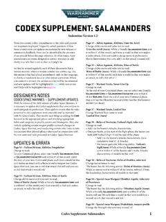 CODEX SUPPLEMENT: SALAMANDERS
