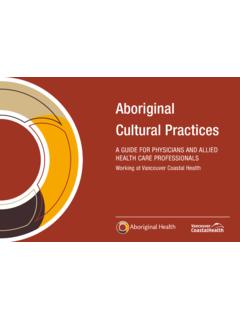 Aboriginal Cultural Practices - vch.ca