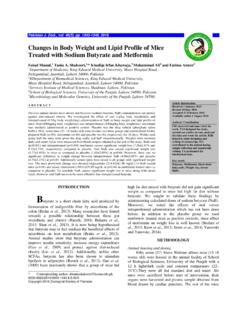 Changes in Body Weight and Lipid Profile of Mice …