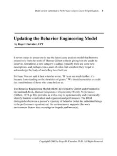 Updating the Behavior Engineering Model