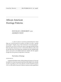 African American Marriage Patterns