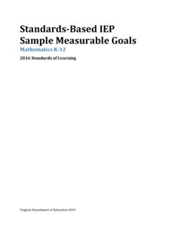 Standards-Based IEP Sample Measurable Goals