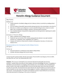Penicillin Allergy Guidance - University of Nebraska ...
