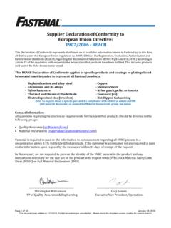 Declaration of Compliance with REACH - Fastenal