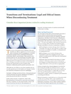 Transitions and Terminations: Legal and Ethical Issues ...
