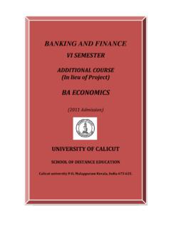 BANKING AND FINANCE - University of Calicut