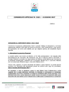 COMUNICATO UFFICIALE N. 218/L 6 GIUGNO 2017