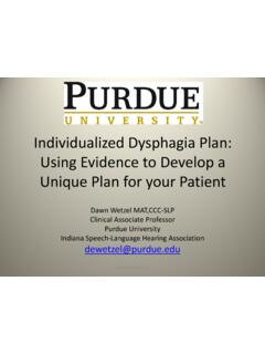 Individualized Dysphagia Plan: Using Evidence to …