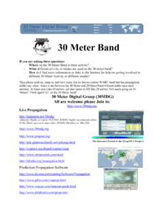 30 Meter Band INFORMATION Nov2016