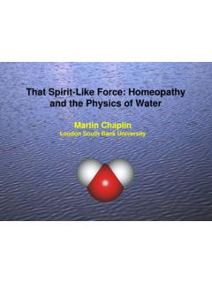 That Spirit-Like Force: Homeopathy and the Physics of Water