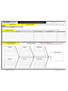 Root Cause/Corrective Action (RCCA) Worksheet
