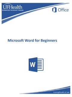 Microsoft Word for Beginners - media.news.health.ufl.edu