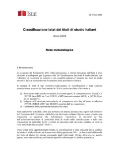 Anno 2003 Nota metodologica - Istat