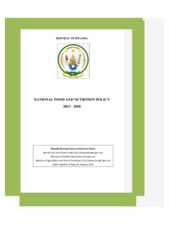 NATIONAL FOOD AND NUTRITION POLICY 2013 - 2018