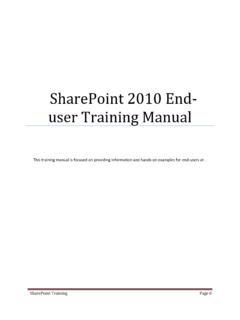 SharePoint 2010 End-user Training Manual