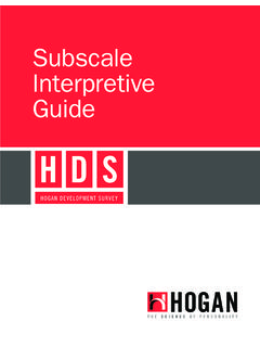 Subscale Interpretive Guide - Hogan Assessments