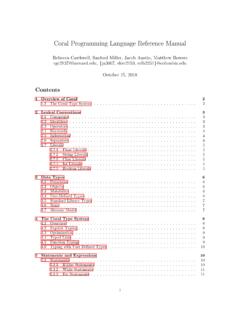 Coral Programming Language Reference Manual
