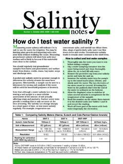 Salinity Note 4: How do I Test Water Salinity?