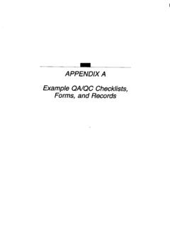 APPENDIX A Example QALQC Checklists, Forms, and Records