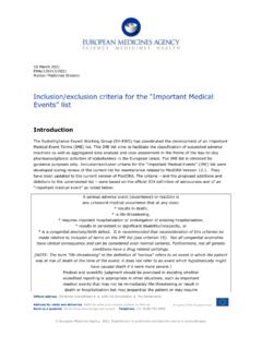 Inclusion/exclusion criteria for the “Important Medical ...