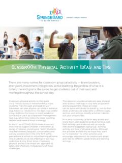 Classroom Physical Activity Ideas and Tips