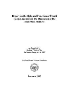 Report on the Role and Function of Credit Rating Agencies ...