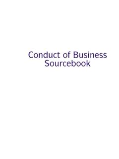 Conduct of Business Sourcebook - FCA Handbook