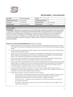 Job Description – Cost Accountant - Sprinkman