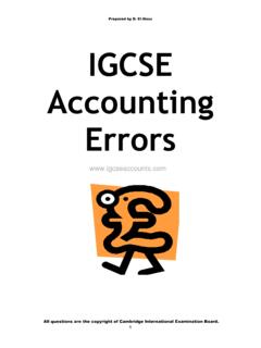 Prepared by D. El-Hoss IGCSE Accounting Errors