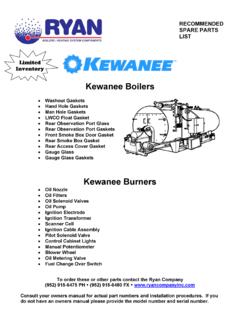 Kewanee Parts List - Ryan Company