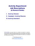 Activity Department Job Descriptions - Activity …