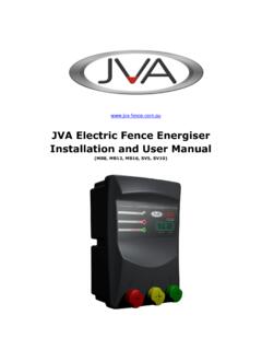 JVA Electric Fence Energiser Installation and User …