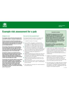 Example risk assessment: Pub