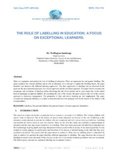 THE ROLE OF LABELLING IN EDUCATION: A FOCUS ON ... - …