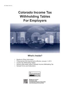 Colorado Income Tax Withholding Tables For Employers