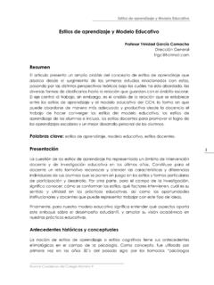 Estilos de aprendizaje y Modelo Educativo - UNAM