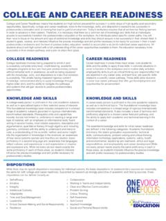 COLLEGE AND CAREER READINESS - WVDE Webtop