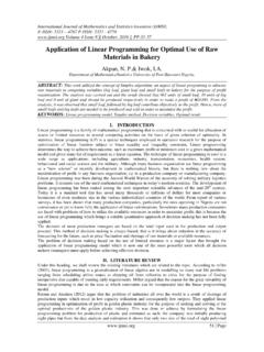 Application of Linear Programming for Optimal Use of Raw ...