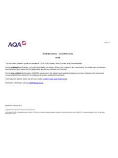 Grade boundaries June 2015 GCSE - AQA