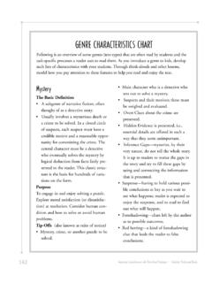 GENRE CHARACTERISTICS CHART - Scholastic