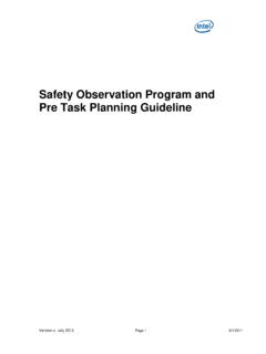 Safety Observation Program and Pre Task Planning ... - Intel