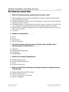 Student Academic Learning Services The Endocrine System Quiz