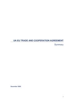UK-EU TRADE AND COOPERATION AGREEMENT
