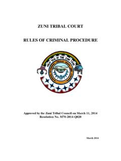 ZUNI TRIBAL COURT RULES OF CRIMINAL PROCEDURE