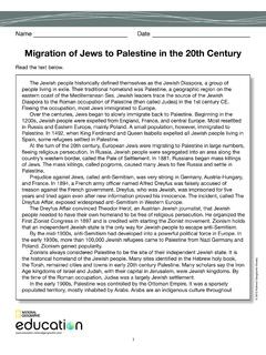 Migration of Jews to Palestine in the 20th Century