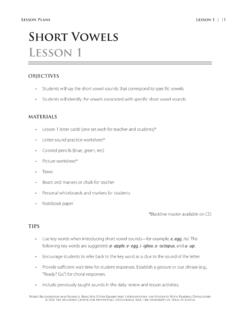 Lesson Plans Lesson 1 | Short Vowels Lesson 1